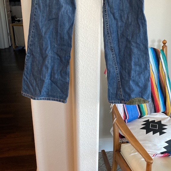 Yag Denim flare Lowrise suede leather accents bohemian Gypsy hippie cottagecore - Picture 11 of 11